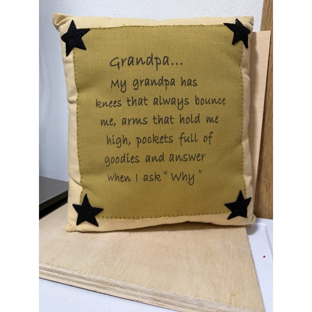 Grandpa Pillow Stars Cottage Core Cute 11x11in